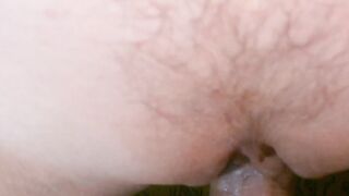 point of view very close up of my man penetrating my tight booty and coming in