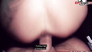Slender red haired german woman during a POV Plowed date into outdoors