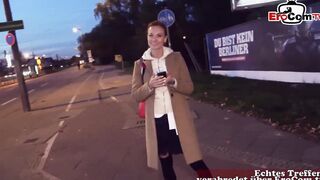 Slender red haired german woman during a POV Plowed date into outdoors
