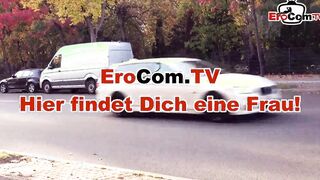Outside POV screwed date with an tattooed german blonde Milf