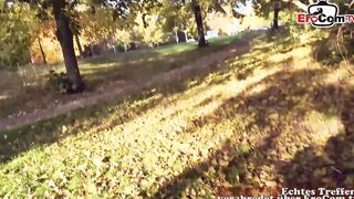 Outside POV screwed date with an tattooed german blonde Milf