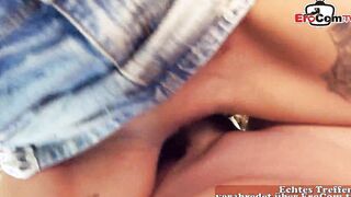 Outside POV screwed date with an tattooed german blonde Milf