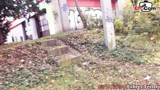 Outside POV screwed date with an tattooed german blonde Milf