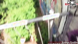 Slender dark hair Eighteen with tiny boobies during a outdoor point of view Nailed date