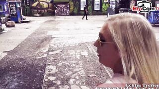 German big boobed blonde Teenagers into a outside bar durinf a boned date
