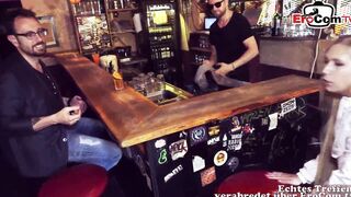 German big boobed blonde Teenagers into a outside bar durinf a boned date