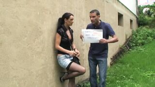 Dark Haired street whore agrees to fucked inside first time film # one