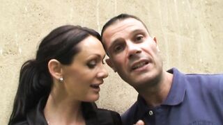 Dark Haired street whore agrees to fucked inside first time film # one