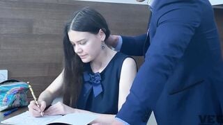 Brother with step sister caught parents sex into bedroom and start screwed