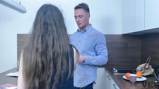 Brother with step sister caught parents sex into bedroom and start screwed