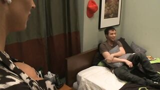 Stepmom catches her stepson jirking off so she give him real banged