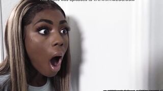 Black 18 asks her stepdad to take pictures of her for her portfolio then he goes inside the toilet to jerk off