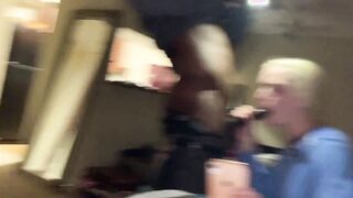 freaky snow bunnys take two big black dick for dinner while her BF see