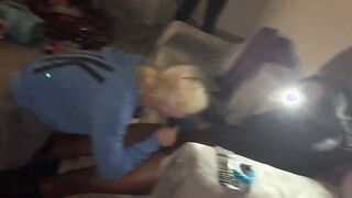 freaky snow bunnys take two big black dick for dinner while her BF see