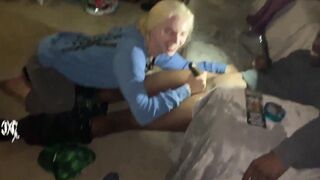 freaky snow bunnys take two big black dick for dinner while her BF see