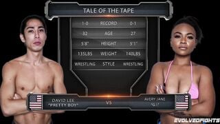 Nude Wrestling Fight with David Lee against Avery Jane going sixty nine then fucking her rough