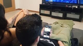 my step sister caught me masturbating and watching porn so she made me a head