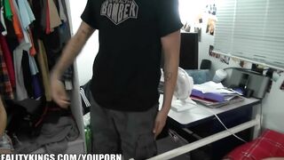 College dorm room game of Never Have I Ever turns in an group sex