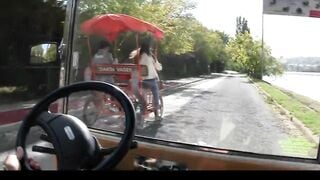 3 incredibly BOMBSHELL tourists strip and flash on a taxi rides