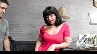 Curvy Hispanic into white satin is picked up and banged! for a long tip