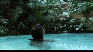Super Sexy long-ass dark hair blows & fucks huge-penis poolside