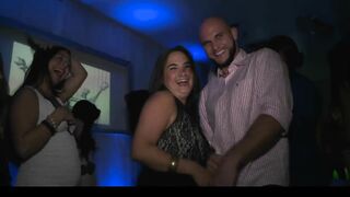 Group of partying bimbos start an group sex at the club