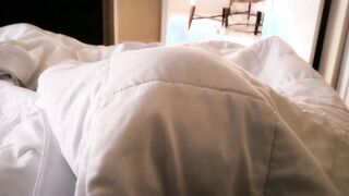 Sneaking Under the Covers to SUCK his SMALL COCK!