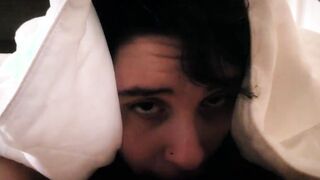 Sneaking Under the Covers to SUCK his SMALL COCK!