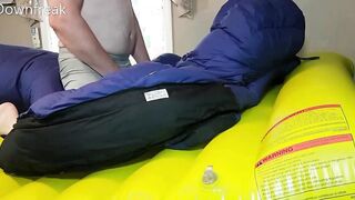 Short Version Humping Overfilled Feathered Friends Sleepingbag With Cum Covered Finish
