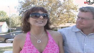 Big Tit dark haired Older enjoy the long dick infront of her cuckold hubby