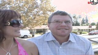 Big Tit dark haired Older enjoy the long dick infront of her cuckold hubby