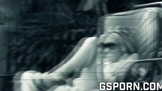 Spy webcam recording Aubrey Addams fucking into the garden