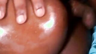 Bro inside funny sun glasses drills chocolate babe pie with oiled ass