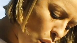 Short hair honey with nice titted sucking off and fucking huge cock on balcony