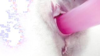 toy fucking bushy twat tiny titis