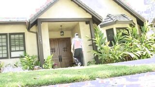 Seducing milf Answers Door Topless To Sons Friend