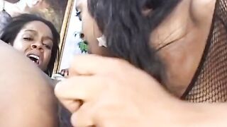 Vulgar african women into underwear licking cunts and filling pussies with sex dildo