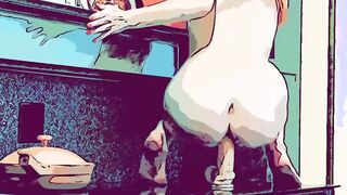 White bimbos Twerks On A Toy