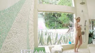 SPYFAM Step Dad Watches Naked Blonde Inside The Shower