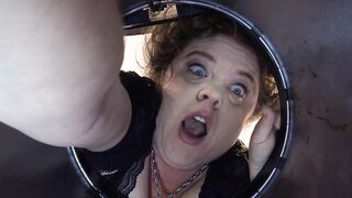 Stepmom stuck into the garbage can needs sex to got free