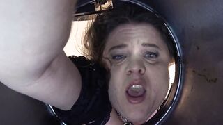 Stepmom stuck into the garbage can needs sex to got free