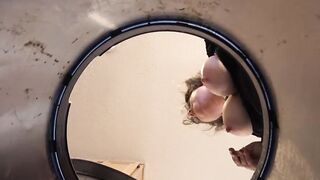 Stepmom stuck into the garbage can needs sex to got free