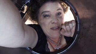 Stepmom stuck into the garbage can needs sex to got free