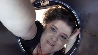 Stepmom stuck into the garbage can needs sex to got free