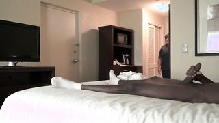 BBW Hotel Maid Rubs Long Ebony Dick With Her Soft White Hands