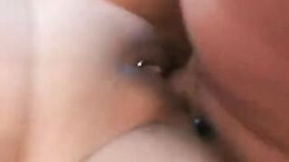 eastern cunt with mouth gets all holes filled by two guys into three way on the kitchen table.