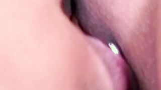 See african Cutie eat a pierced cunt out