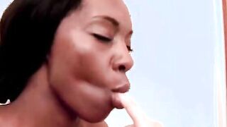 Interracial lesbians eat each others pussies out into bath tub bath-tub
