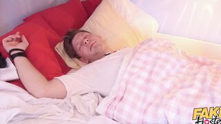 Fake Hostel - Cheating young GF with incredible sexy body and natural hooters has sneaky sex with bro and his long dick before her absolute unit of a BF wakes up and brings on the pain