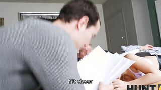 HUNT4K. Flapper greedily blows and makes it vaginally with BFs friend
